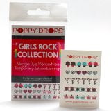 Girls Rock Collection - Veggie-Based Temporary Tattoo Earrings. Safe, Non-Toxic Ear Piercing Alternative.
